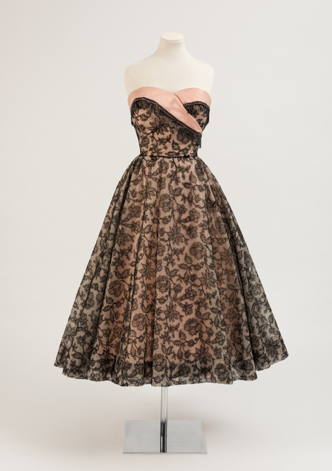 Evening dress worn by Princess Margaret; black lace by Norman Hartnell, 1953